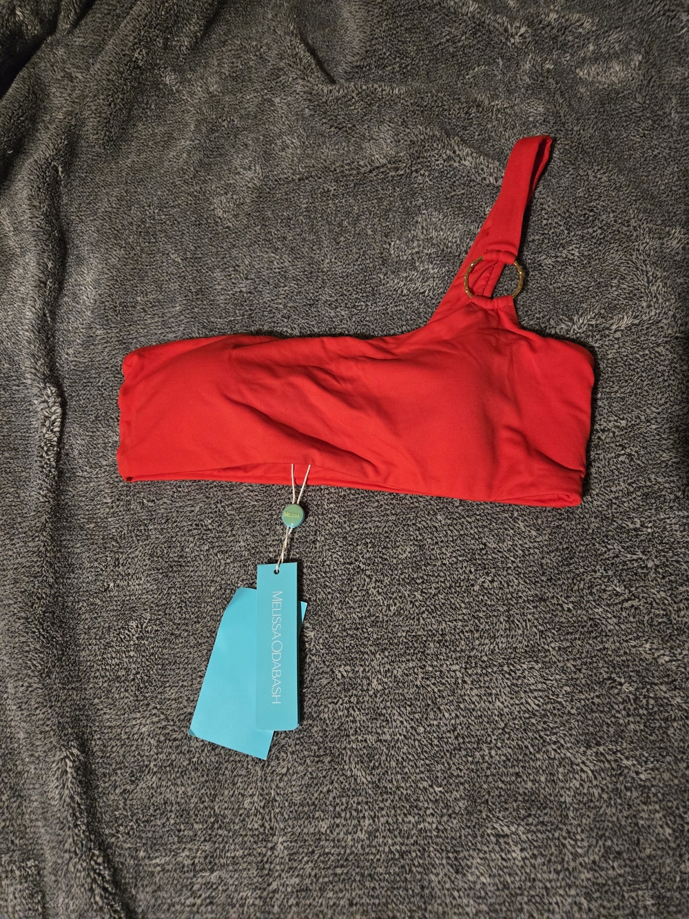 Melissa Odabash Red One-Shoulder Bikini Top with Ring Detail